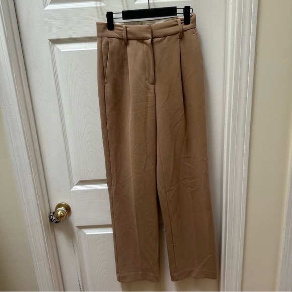 Aritzia Wilfred The Effortless Pant Wide-Leg Trousers tan Camel 0 - Picture 2 of 7